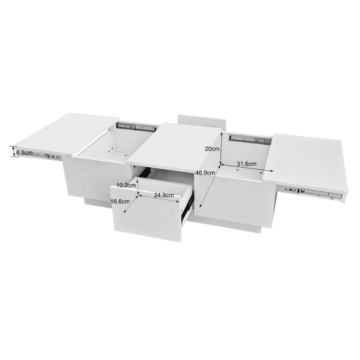 Mesa de centro retangular de painel de partÃculas com 2 gavetas,branco Mesa de centro retangular de painel de partÃculas com 2 gavetas,branco