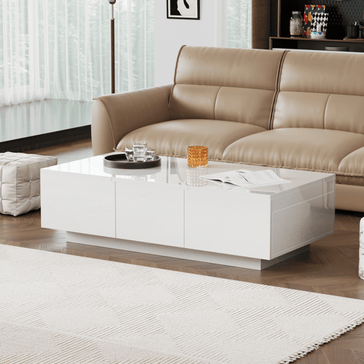 Mesa de centro retangular de painel de partÃculas com 2 gavetas,branco Mesa de centro retangular de painel de partÃculas com 2 gavetas,branco