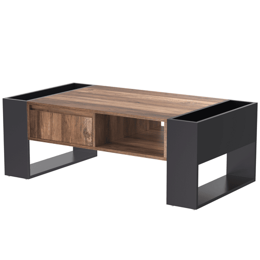 Mesa de centro retangular de painel de partÃculas com 1 gaveta,cinza+madeira Mesa de centro retangular de painel de partÃculas com 1 gaveta,cinza+madeira