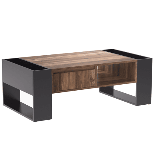 Mesa de centro retangular de painel de partÃculas com 1 gaveta,cinza+madeira Mesa de centro retangular de painel de partÃculas com 1 gaveta,cinza+madeira