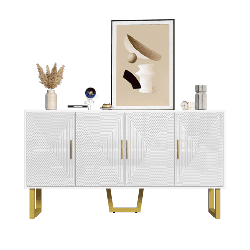 Aparador de mdf e painel de partículas com 4 portas,branco
