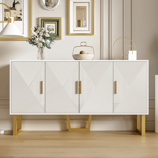 Aparador de mdf e painel de partículas com 4 portas,branco
