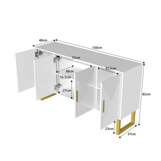 Aparador de mdf e painel de partículas com 4 portas,branco