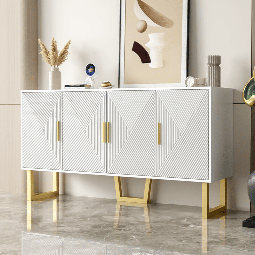 Aparador de mdf e painel de partículas com 4 portas,branco