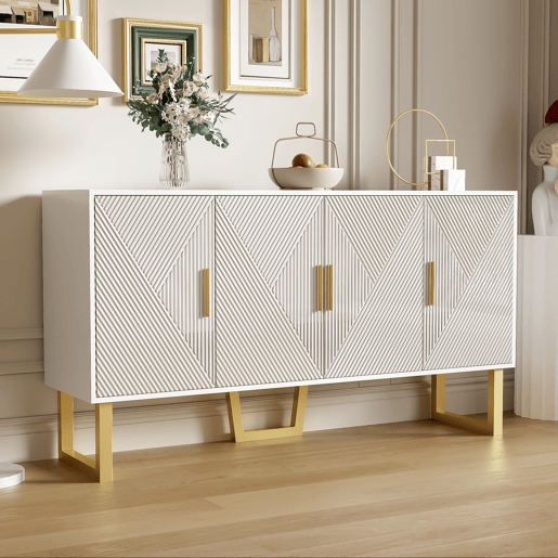 Aparador de mdf e painel de partículas com 4 portas,branco