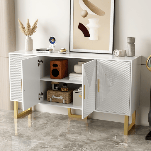 Aparador de mdf e painel de partículas com 4 portas,branco