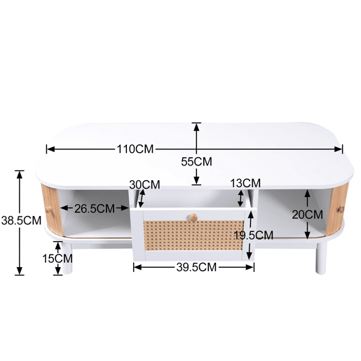 Mesa de centro retangular de mdf com 2 portas correderas e 1 gaveta,branco Mesa de centro retangular de mdf com 2 portas correderas e 1 gaveta,branco