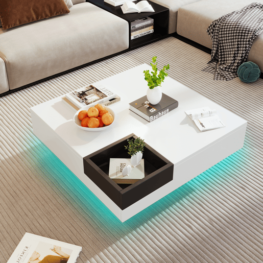 Mesa de centro quadrada de painel de partículas,branco