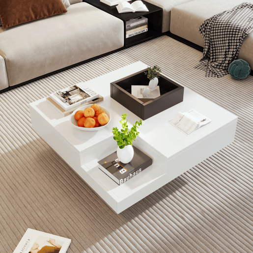 Mesa de centro quadrada de painel de partículas,branco