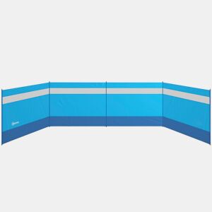 Outsunny Corta Vento para Campismo de 4 Painéis 725x140 cm Para Vento para Praia com Painel Superior Transparente Postes de Aço Estacas e Bolsa de Transporte Impermeável para Jardim e Praia Azul