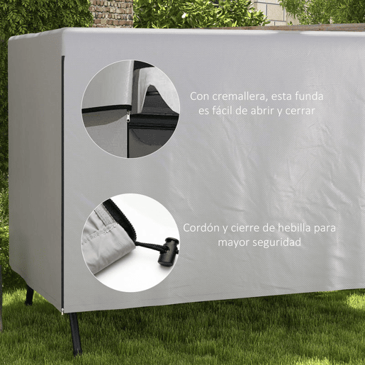 Outsunny Capa para Baloiço de Jardim, Capa para Baloiço Exterior com Fecho, Impermeável, 215x155x150 cm, Cinzento Claro