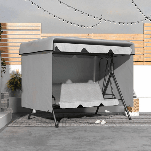 Outsunny Capa para Baloiço de Jardim, Capa para Baloiço Exterior com Fecho, Impermeável, 215x155x150 cm, Cinzento Claro