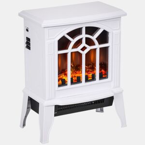 HOMCOM Lareira Elétrica Portátil 10002000W com Simulação de Chama Realista Termostato para Salas de até 20m² 36,5x24x46 cm Branco