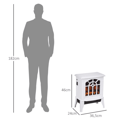 HOMCOM Lareira Elétrica Portátil 10002000W com Simulação de Chama Realista Termostato para Salas de até 20m² 36,5x24x46 cm Branco HOMCOM Lareira Elétrica Portátil 10002000W com Simulação de Chama Realista Termostato para Salas de até 20m² 36,5x24x46 cm Branco