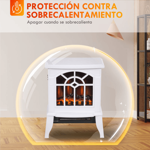 HOMCOM Lareira Elétrica Portátil 10002000W com Simulação de Chama Realista Termostato para Salas de até 20m² 36,5x24x46 cm Branco HOMCOM Lareira Elétrica Portátil 10002000W com Simulação de Chama Realista Termostato para Salas de até 20m² 36,5x24x46 cm Branco