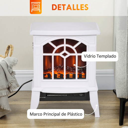 HOMCOM Lareira Elétrica Portátil 10002000W com Simulação de Chama Realista Termostato para Salas de até 20m² 36,5x24x46 cm Branco HOMCOM Lareira Elétrica Portátil 10002000W com Simulação de Chama Realista Termostato para Salas de até 20m² 36,5x24x46 cm Branco