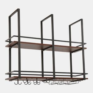 Garrafeira Hubro de teto com suporte para copos 100x30x85cm PretoNogueira en.casa