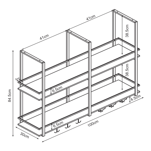 Garrafeira Hubro de teto com suporte para copos 100x30x85cm PretoNogueira en.casa