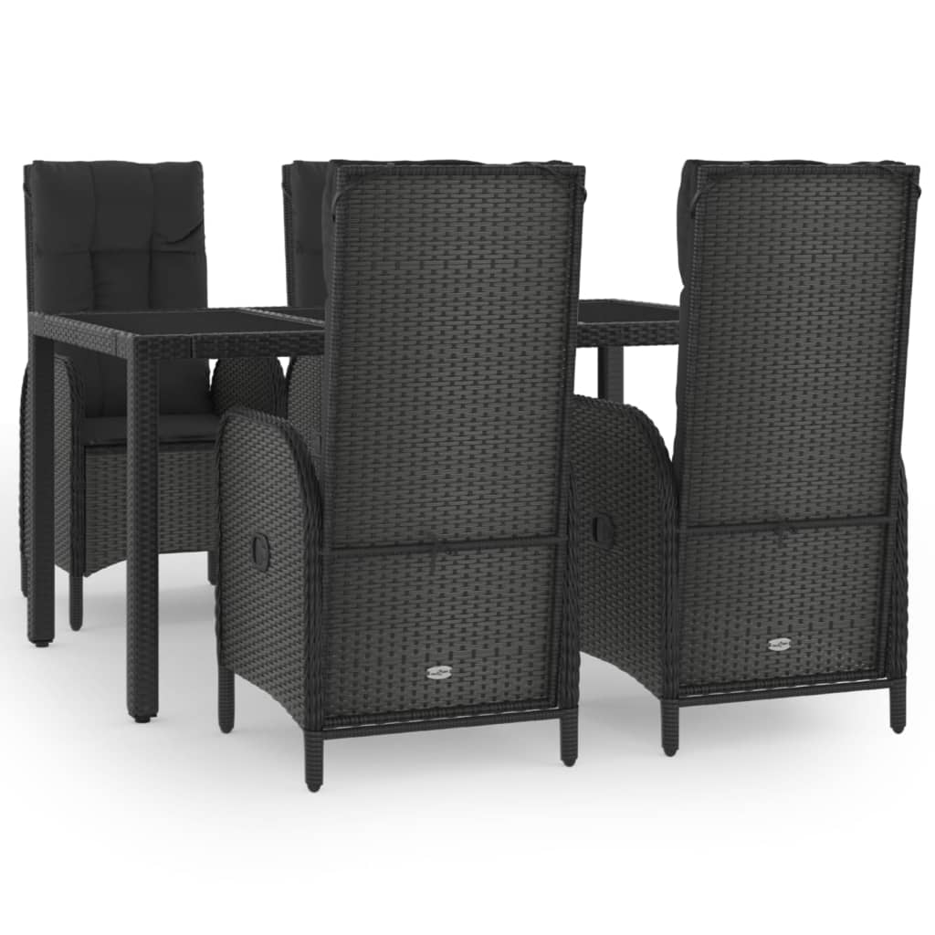 Set de muebles jardín 5 pzas con cojines ratán sintético negro