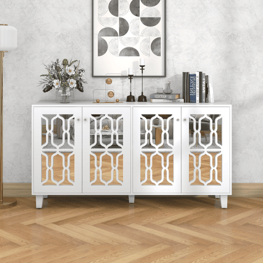 Aparador de mdf com 4 portas,branco Aparador de mdf com 4 portas,branco