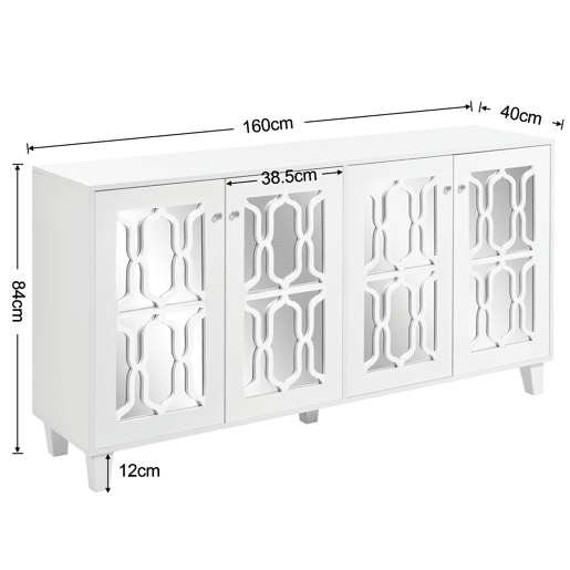 Aparador de mdf com 4 portas,branco Aparador de mdf com 4 portas,branco