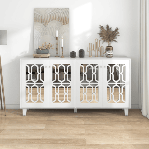 Aparador de mdf com 4 portas,branco Aparador de mdf com 4 portas,branco