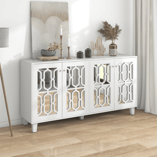 Aparador de mdf com 4 portas,branco Aparador de mdf com 4 portas,branco