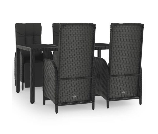 Set de muebles jardín 5 pzas con cojines ratán sintético negro