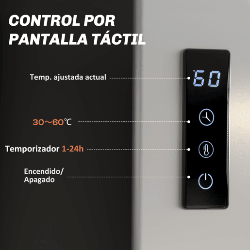 HOMCOM Toalheiro Elétrico de Parede 130W Toalheiro Elétrico em Liga de Alumínio com Control WIFI Ecrã Tátil Temporizador 4 Barras Temperatura Ajustável Baixo Consumo IPX4 47,5x9,5x49 cm Branco