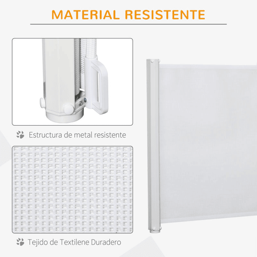 PawHut Barrera para Cães Retrátil Porta para Cães Dobrável com Largura Ajustável 5,5-115 cm Barrera de Segurança para Cães com Função de Enrolamento Automático e Pega para Escadas e Portas Branco