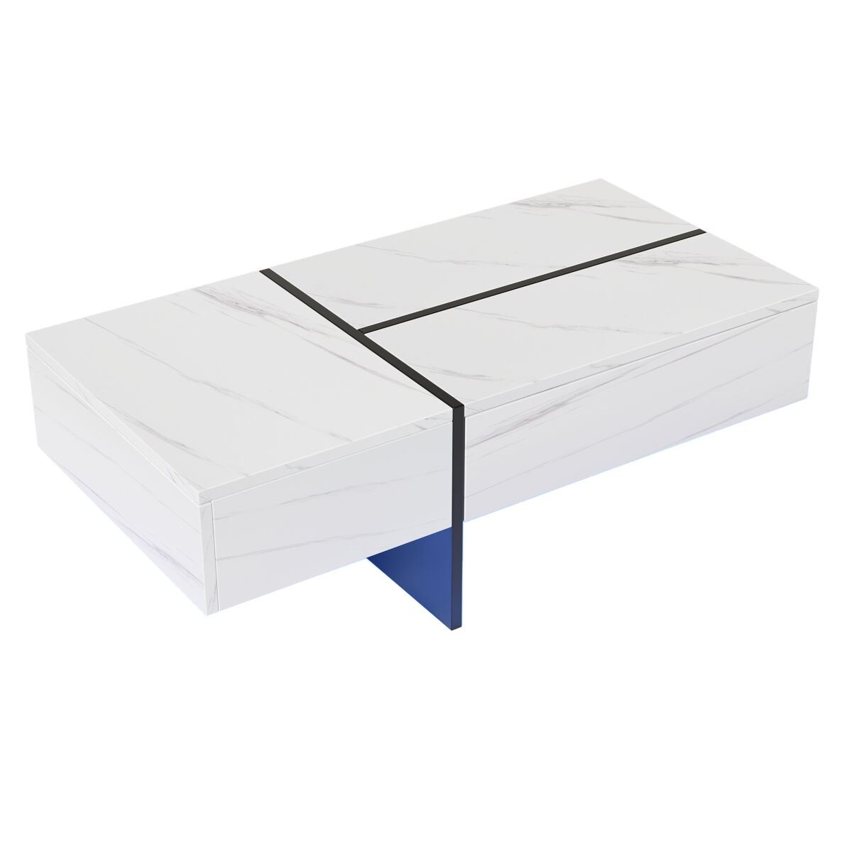 Mesa de centro rectangular de panel de partículas con 3 cajónes 100x50