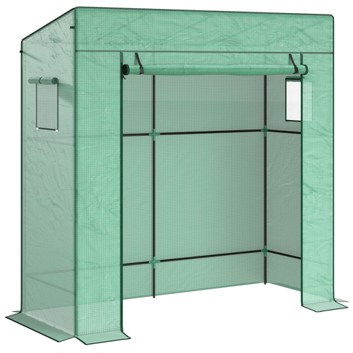 Outsunny Estufa Pequena Estufa de Exterior com Janelas de Malha e Porta com Fecho de Correr Estufa para Cultivar Plantas e Flores 196x77x197 cm Verde