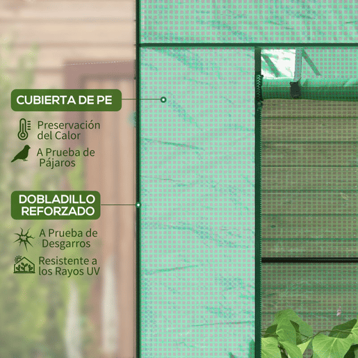 Outsunny Estufa Pequena Estufa de Exterior com Janelas de Malha e Porta com Fecho de Correr Estufa para Cultivar Plantas e Flores 196x77x197 cm Verde