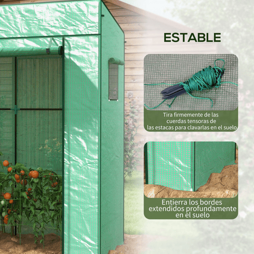 Outsunny Estufa Pequena Estufa de Exterior com Janelas de Malha e Porta com Fecho de Correr Estufa para Cultivar Plantas e Flores 196x77x197 cm Verde