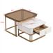 Juego de 2 mesas de centro nido cuadradas de MDF con 1 cajón 60x60 Juego de 2 mesas de centro nido cuadradas de MDF con 1 cajón 60x60 Blanco