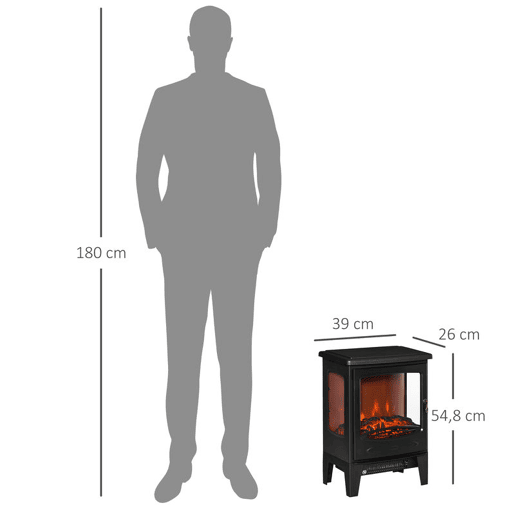 HOMCOM Lareira Elétrica 900W1800W Lareira Decorativa com Janelas Efeito de Chama Temperatura Ajustável e Proteção Sobreaquecimento para 20-25 ? 39x26x54,8 cm Preto HOMCOM Lareira Elétrica 900W1800W Lareira Decorativa com Janelas Efeito de Chama Temperatura Ajustável e Proteção Sobreaquecimento para 20-25 ? 39x26x54,8 cm Preto