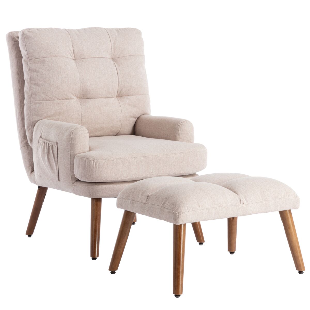 Sillón de tela con 1 reposapiés
