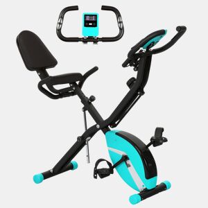 SPORTNOW Bicicleta Estática Dobrável com Resistência Magnética de 8 Níveis Bicicleta Estática Dobrável com Encosto Volante Ecrã LCD e Banda de Resistência Carga 110 kg 43x97x109 cm Verde