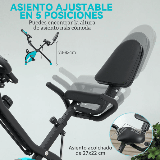 SPORTNOW Bicicleta Estática Dobrável com Resistência Magnética de 8 Níveis Bicicleta Estática Dobrável com Encosto Volante Ecrã LCD e Banda de Resistência Carga 110 kg 43x97x109 cm Verde