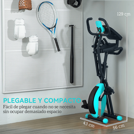 SPORTNOW Bicicleta Estática Dobrável com Resistência Magnética de 8 Níveis Bicicleta Estática Dobrável com Encosto Volante Ecrã LCD e Banda de Resistência Carga 110 kg 43x97x109 cm Verde