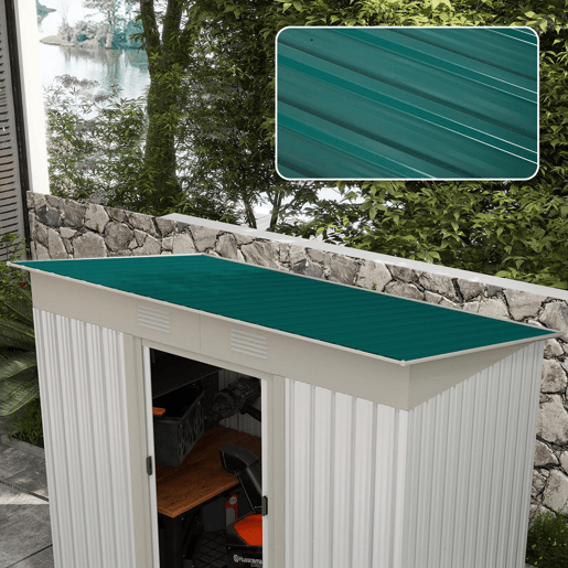 Outsunny Conjunto de 12 Painéis para Teto de Aço Galvanizado Chapas Perfiladas de Teto 7m² para Abrigo de Ferramentas Abrigo Exterior 129x45cm Verde