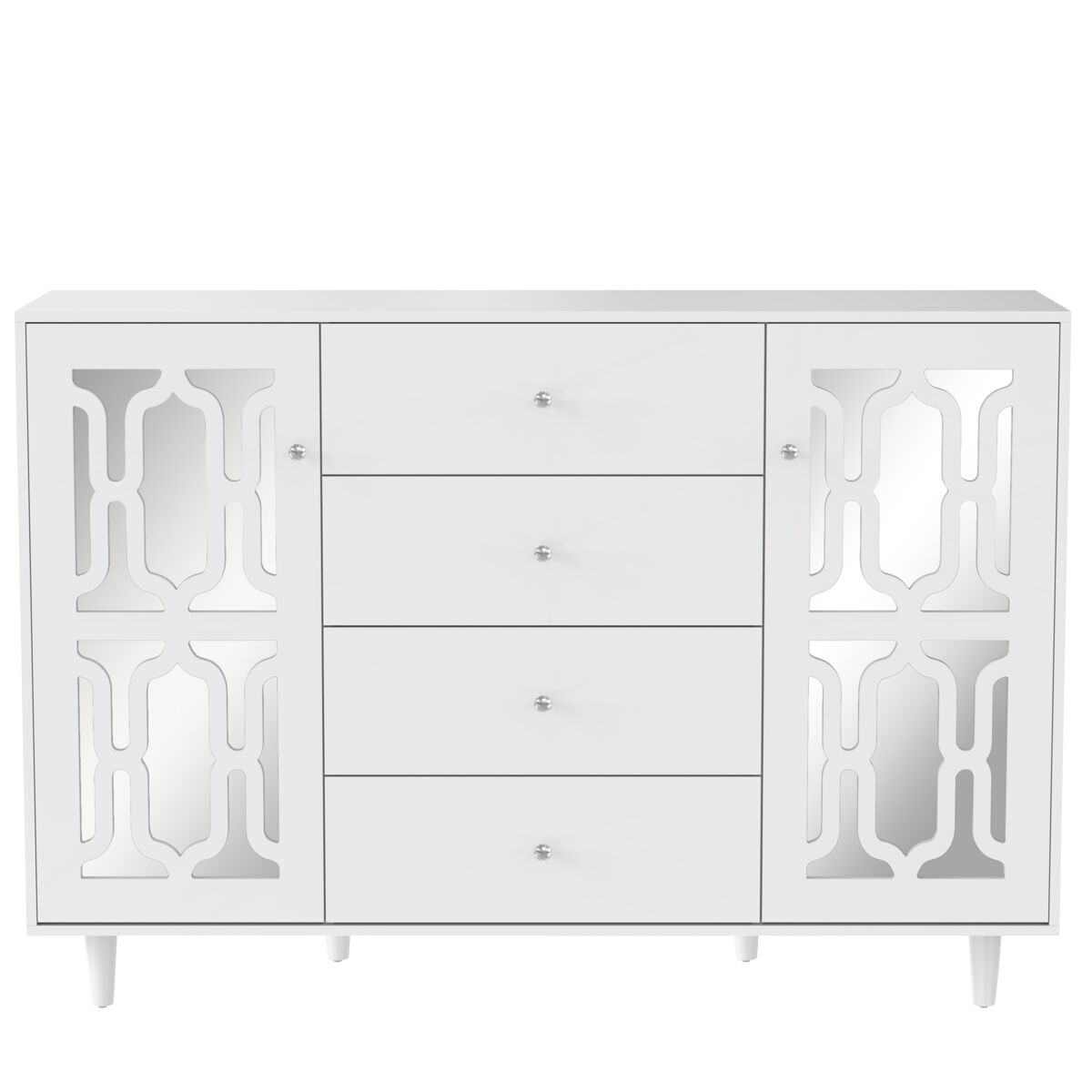 Aparador de mdf con 2 puertas y 4 cajones,blanco