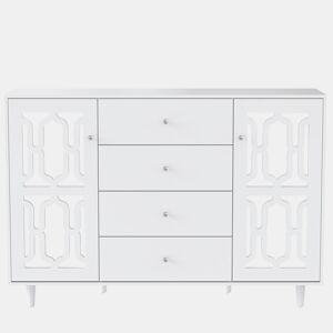 Aparador de mdf com 2 portas e 4 gavetas,branco