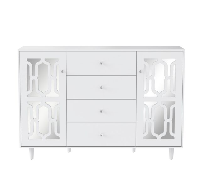 Aparador de mdf con 2 puertas y 4 cajones,blanco
