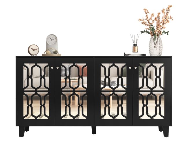 Aparador de mdf con 4 puertas,negro