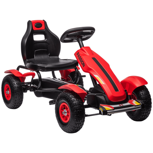 HOMCOM Kart a Pedais para Crianças Kart a Pedais Infantil com Assento Ajustável Pneus de Goma Travão de Mão para Crianças de 5-12 Anos Carga Máxima 50 kg 121x58x61 cm Vermelho