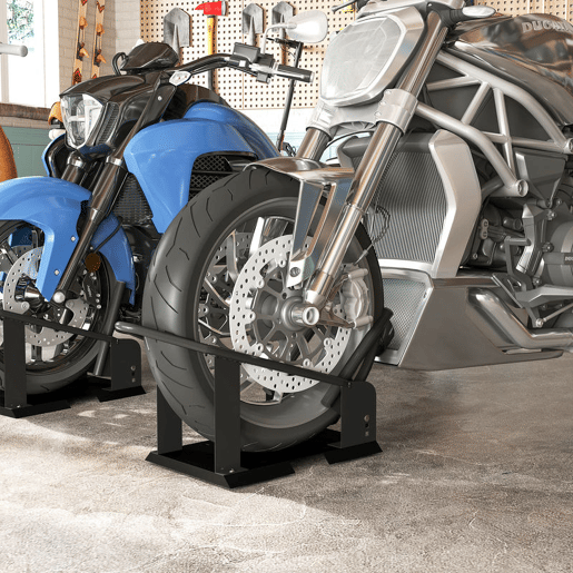 HOMCOM Cavalete de Moto Carga 816,5 kg Suporte para Roda Dianteira de Motocicleta Robusto com Altura Ajustável em 3 Níveis para Rodas Ø38,1-53,34 cm Preto