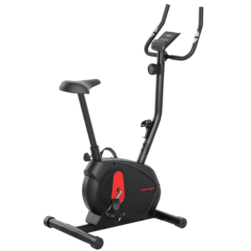 SPORTNOW Bicicleta Estática Silenciosa com 8 Níveis de Resistência Magnética Sensor de Frequência Assento Ajustável Ecrã LCD e Suporte para Telemóvel Carga 100 kg 88x50,5x131,5 cm Preto