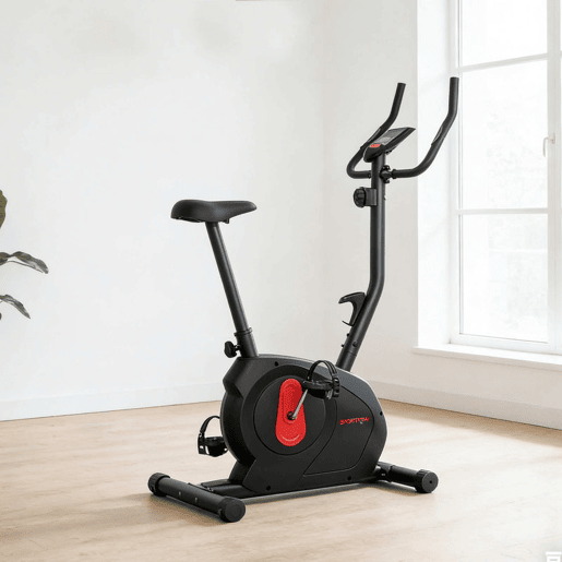 SPORTNOW Bicicleta Estática Silenciosa com 8 Níveis de Resistência Magnética Sensor de Frequência Assento Ajustável Ecrã LCD e Suporte para Telemóvel Carga 100 kg 88x50,5x131,5 cm Preto