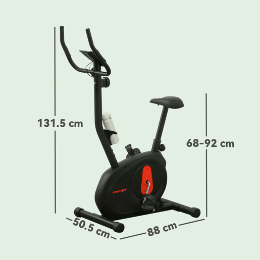 SPORTNOW Bicicleta Estática Silenciosa com 8 Níveis de Resistência Magnética Sensor de Frequência Assento Ajustável Ecrã LCD e Suporte para Telemóvel Carga 100 kg 88x50,5x131,5 cm Preto